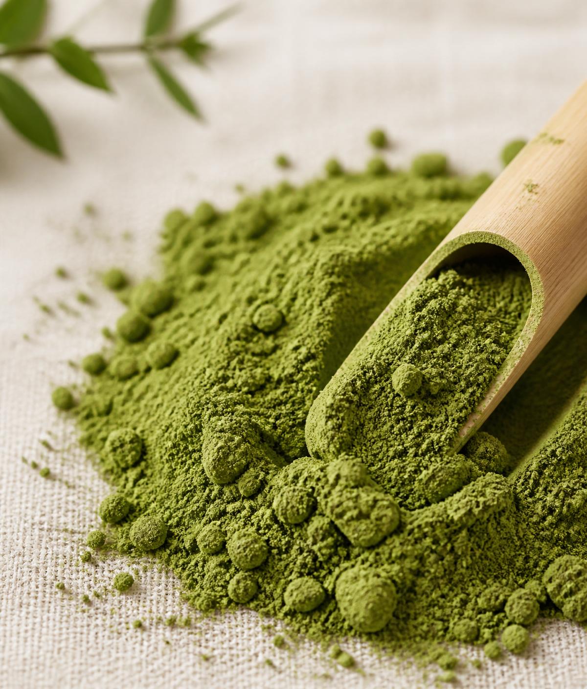 Vibrant green ceremonial grade matcha powder
